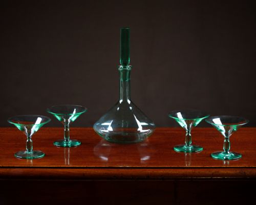 Modernist Glass Decanter & Glasses by A.d Copier C.1930.
