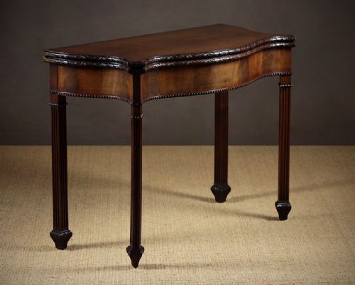 Fold Over Serpentine Console or Bridge Table C.1900.