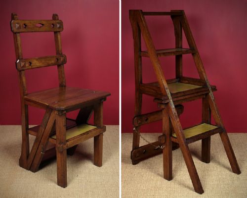 19th.c. Mahogany Metamorphic Library Steps C.1890.
