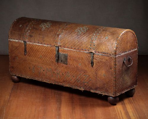 Continental Leather Bound Chest C.1890.
