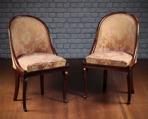 Pair Regency or Empire Style Upholstered Side Chairs C.1810.