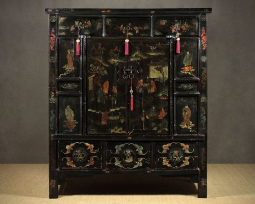 Large Antique Chinese Lacquered Cabinet.