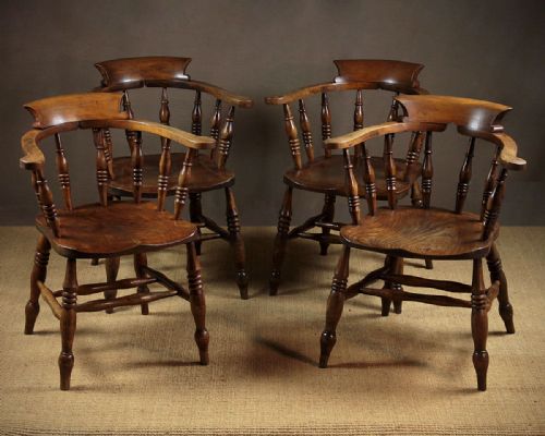 Four Ash & Elm Armchairs C.1890.