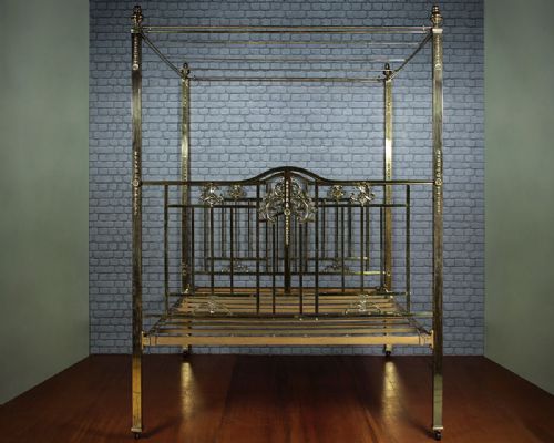 King Sized Brass Four Poster Bed C.1910.