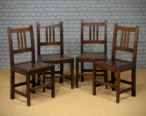 Four Welsh Oak Cottage Chairs C.1830.