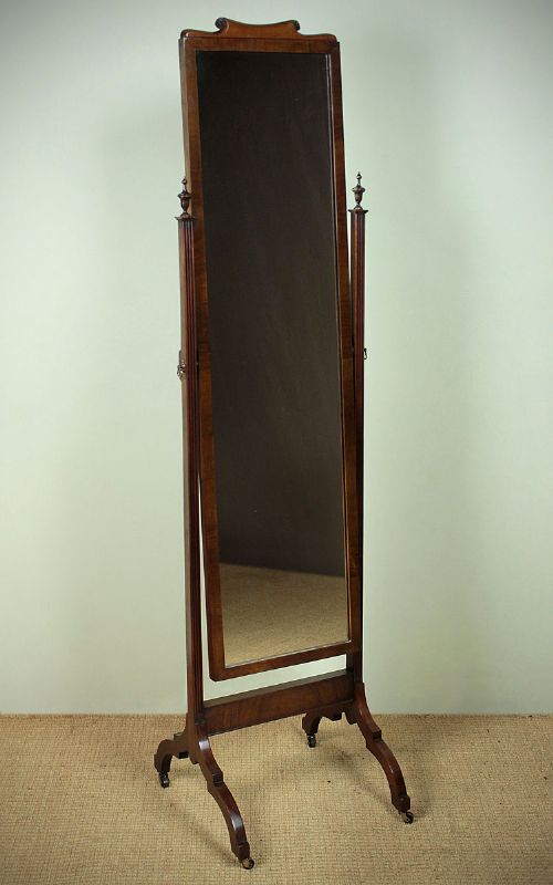 Edwardian Walnut Cheval Mirror C.1910.