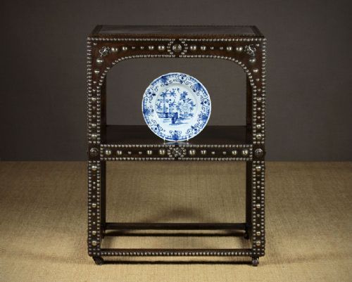 Marble Top Side Table with Brass Studwork C.1910.
