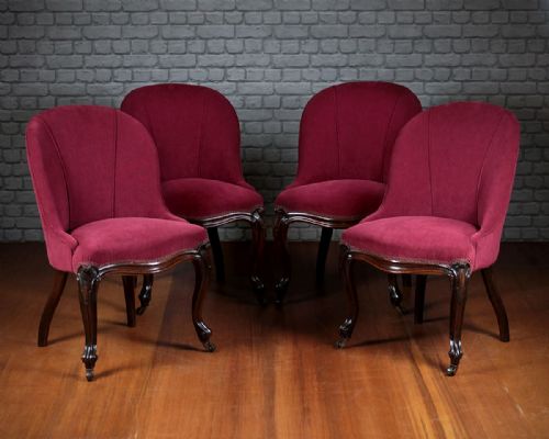 Set of Four Upholstered Cabriole Leg Dining Chairs C.1840.