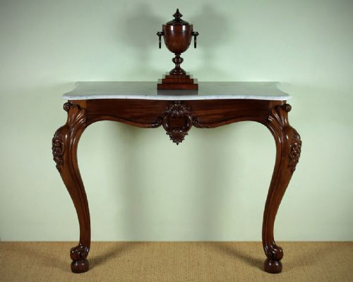 Serpentine Front Marble Top Console Table C.1860.