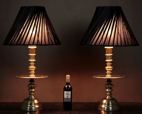 Pair of Large Brass Table Lamps C.1910.