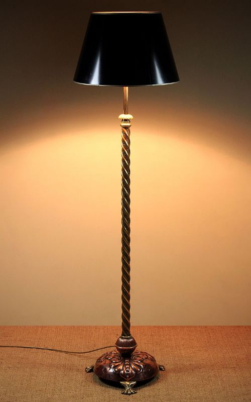 Brass and Copper Standard Lamp C.1895.