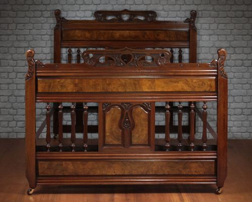 Late 19th.c. Mahogany and Walnut Bed C.1890.