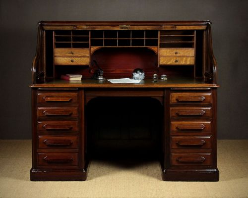 Edwardian Oak Roll Top Desk C.1910.