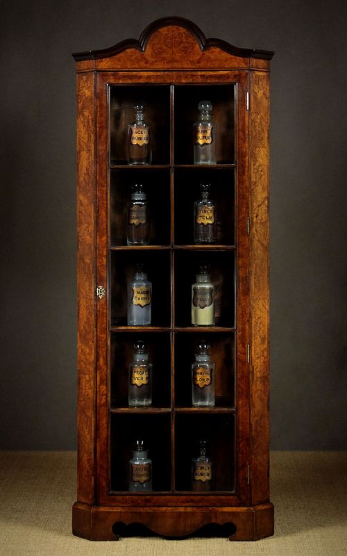 Burr Walnut Corner Display Cabinet C.1920.