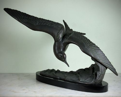 Art Deco Sculpture of a Tern by Irene Rochard C.1930.