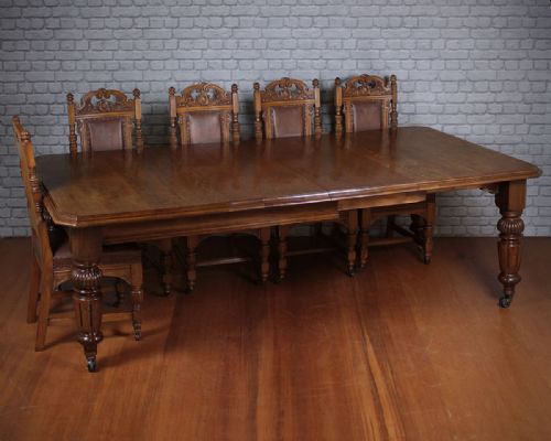 10 Seater Extending Oak Dining Table C.1890.