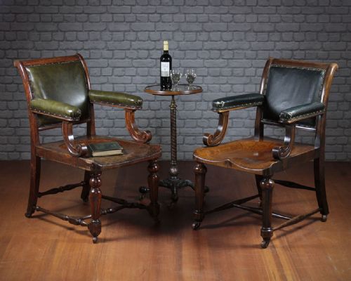 Pair Late 19th.c. Library Armchairs C.1890.