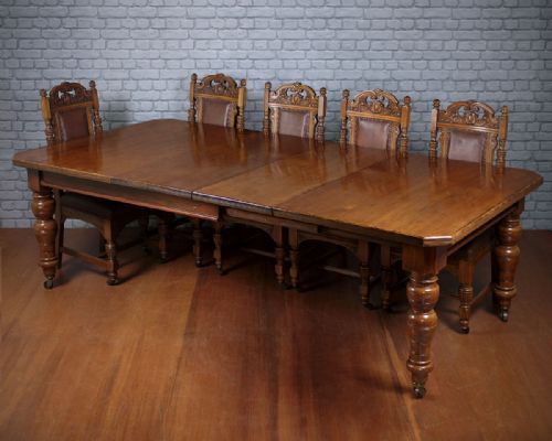 10 Seat Pine & Oak Extending Dining Table C.1895.