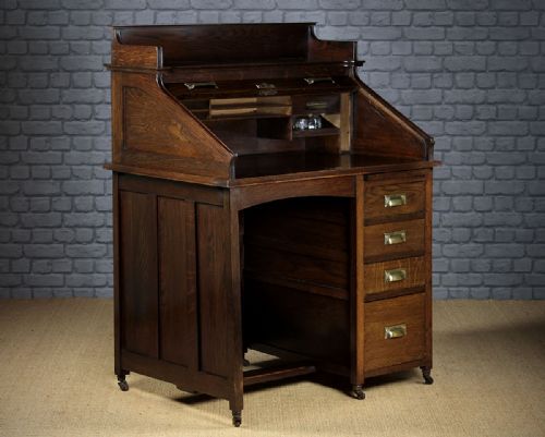 Edwardian Oak Roll Top Desk C.1910.