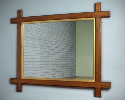 Gothic Oak Overmantle Mirror C.1890.