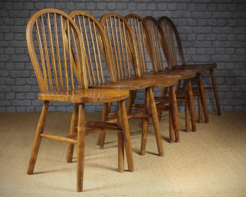 Six Ash & Elm Stickback Chairs C.1910.