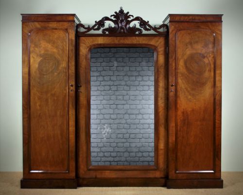Mid 19th.c Wardrobe & Press with Dressing Mirror C.1840.