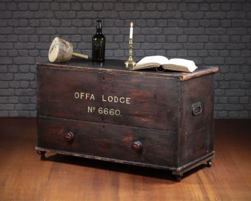 Welsh Masonic Painted Pine Lodge Chest C.1880.