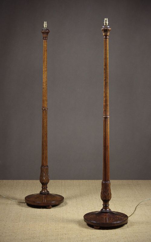 Pair of Walnut Standard Lamps C.1920.