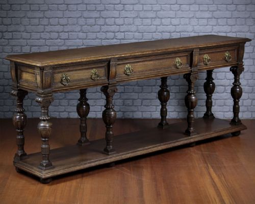 Long Edwardian Oak Sideboard C.1910.