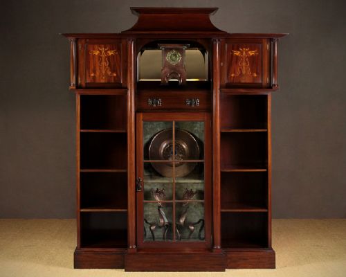 19th.c. English Art Nouveau Mahogany Side Cabinet C.1890.