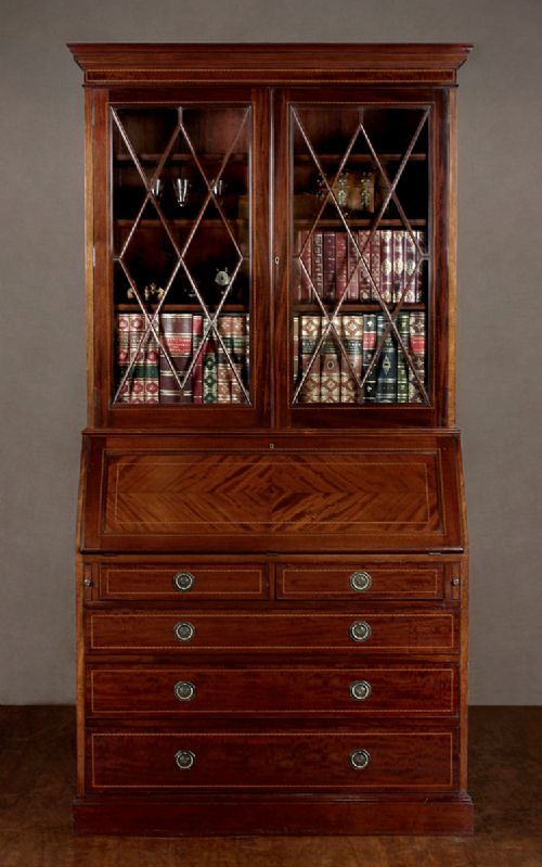 Edwardian Mahogany Bureau Bookcase C.1910.