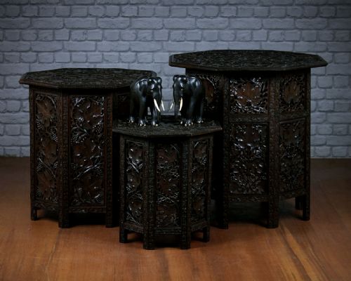 Three Indian Carved Tables C.1890.
