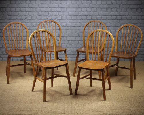 Six Ash & Elm Stick Back Chairs C.1910.