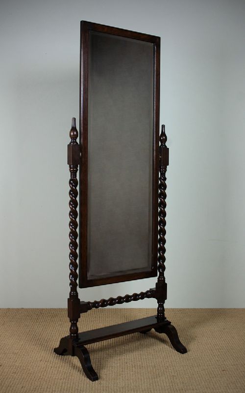 Edwardian Oak Cheval Mirror C.1910.