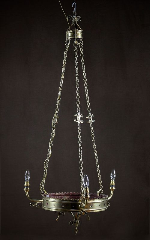 Gothic or Baronial Style Brass Hanging Light C.1900.