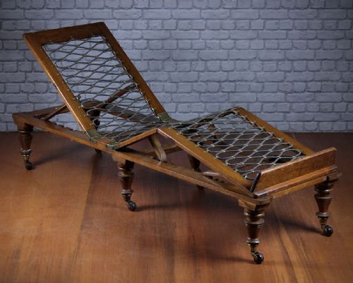 Folding Oak Campaign Day Bed by Roninsons of Ilkley C.1880.
