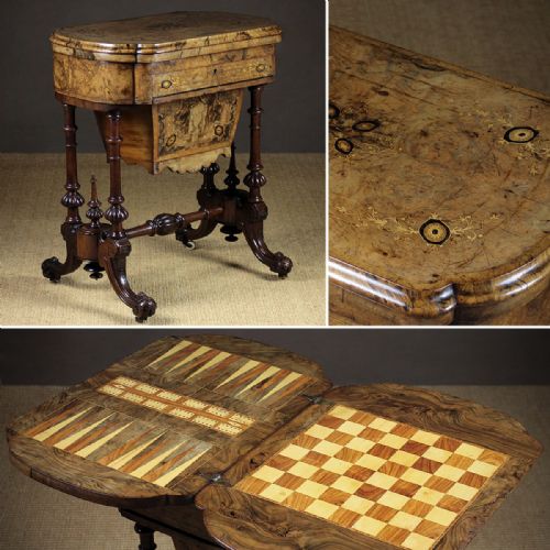 Walnut Work Box & Games Table C.1880.
