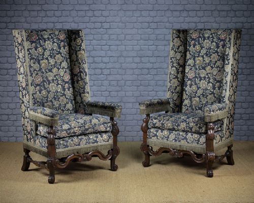 Pair of High Back Armchairs C.1920.