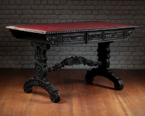 19th.c. Anglo-indian Carved Writing Table C.1860.