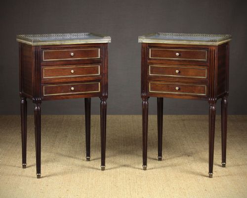 Early 20th.c. Mahogany and Marble Top Bedside Cabinets C.1930.