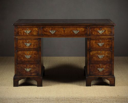Early 20th.c. Walnut Pedestal Desk C.1920.