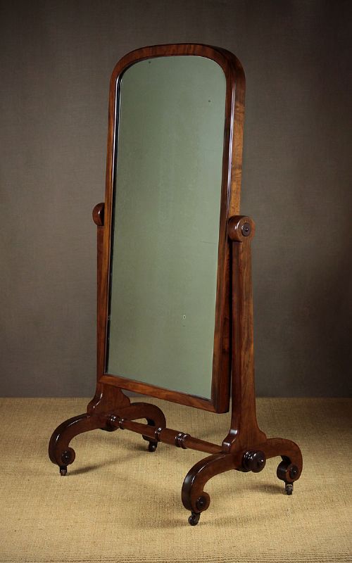 Mid 19th.c. Mahogany Cheval Mirror C.1860.