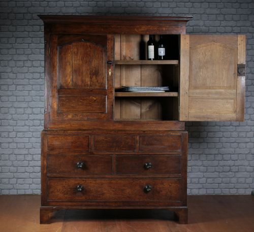 George III Oak Press Cupboard C.1810.
