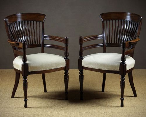 Pair of Early 20th.c. Mahogany Elbow Chairs C.1900.