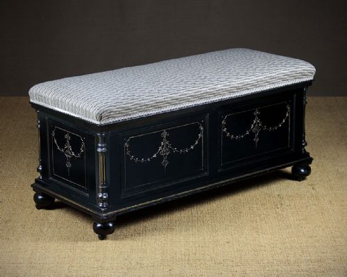Ebonised Ottoman Stool or Window Seat C.1890