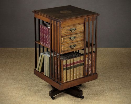 Edwardian Mahogany Revolving Bookcase with Drawers C.1910.