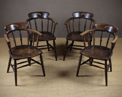 Set of Four Ash & Elm Armchairs C.1890.