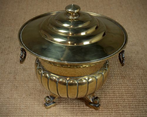 Classical Brass Lidded Fireside Pail C.1870.
