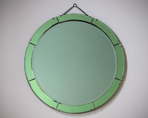 Art Deco Mirror with Green Edge C.1930.