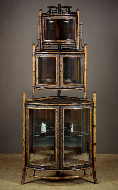 19th.c. Aesthetic Movement Bamboo Corner Display Cabinet C.1880.